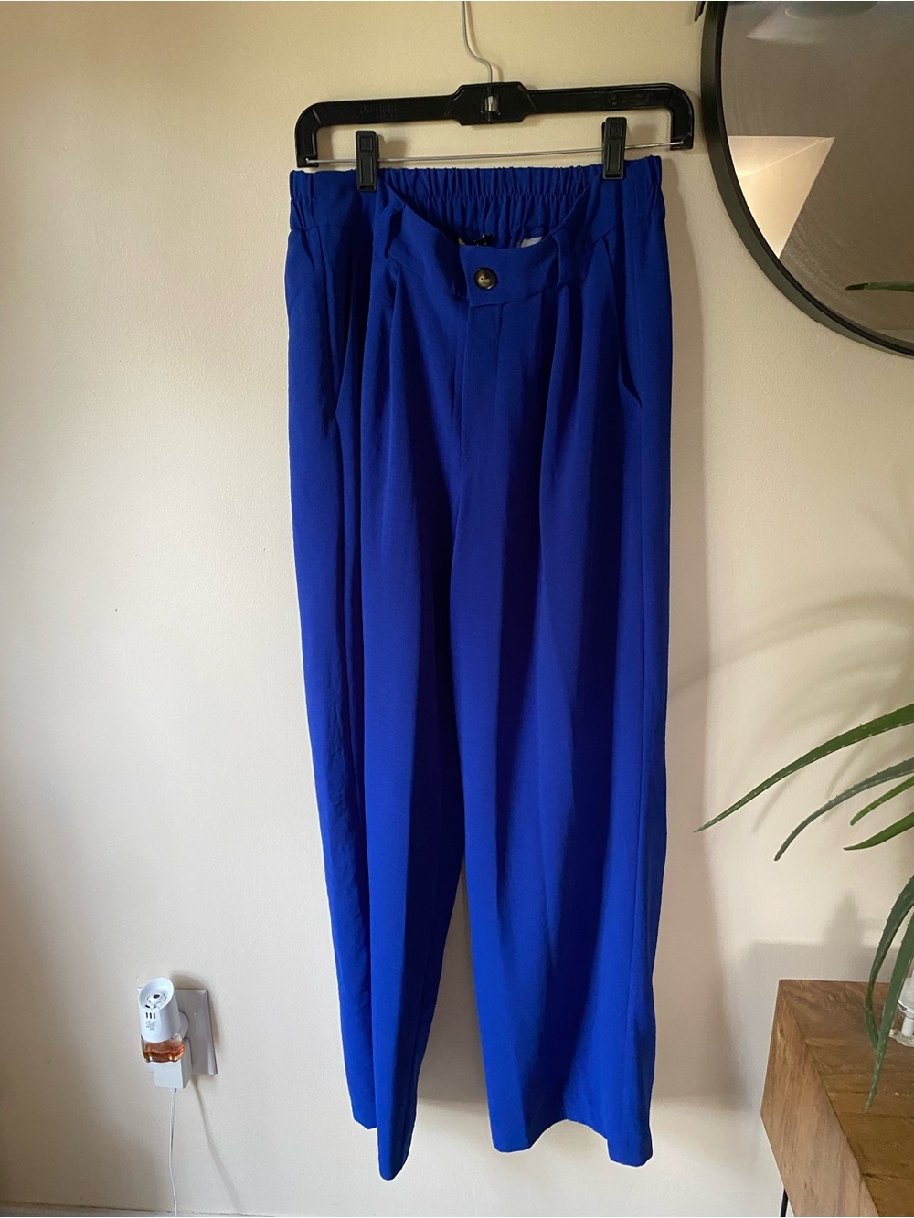 Women's Royal Blue High-Waist Tapered Pants